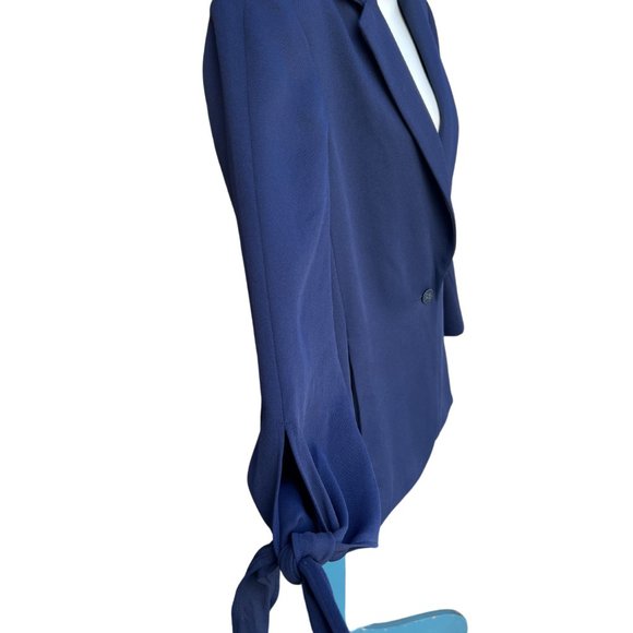 Cartonnier Blazer One Button Style Long Sleeve Collared Wrist Tie Navy Size 10 - Picture 3 of 9